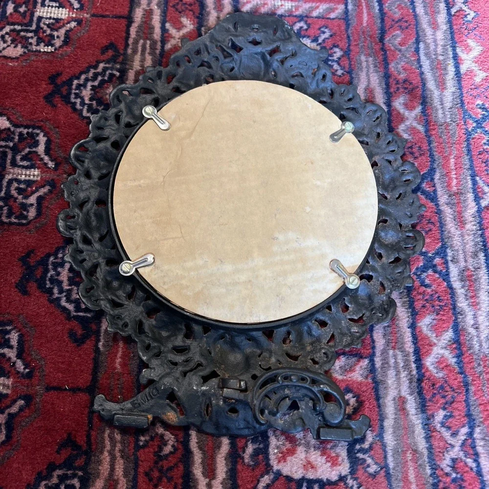 Antique EMIG Cast Iron Frame Dixie Pattern Heavy Ornate Victorian Oval Black